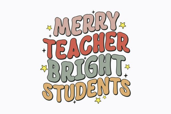 Christmas Merry Teacher Bright Retro Svg